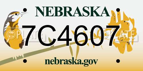 7C4607 Nebraska License Plate
