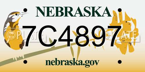 7C4897 Nebraska License Plate