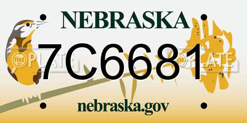 7C6681 Nebraska License Plate