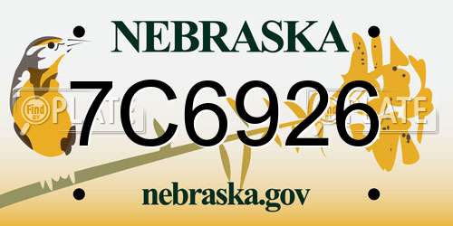 7C6926 Nebraska License Plate