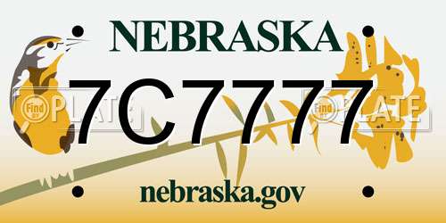 7C7777 Nebraska License Plate