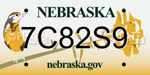 7C82S9 Nebraska License Plate