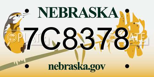 7C8378 Nebraska License Plate