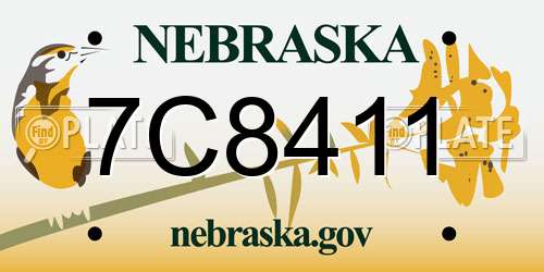 7C8411 Nebraska License Plate