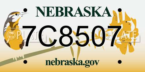 7C8507 Nebraska License Plate