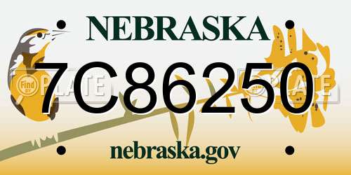 7C86250 Nebraska License Plate