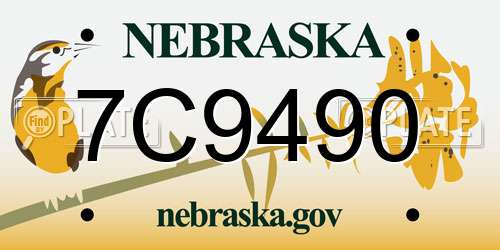 7C9490 Nebraska License Plate