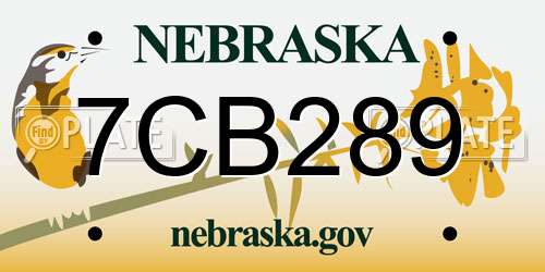 7CB289 Nebraska License Plate