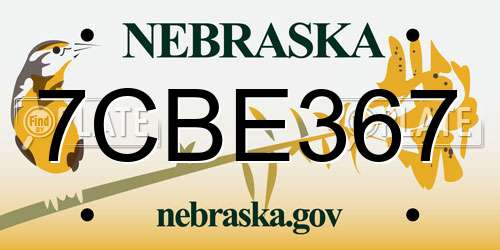 7CBE367 Nebraska License Plate