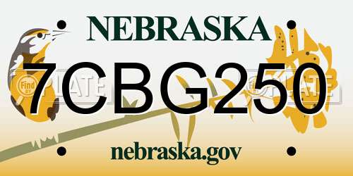 7CBG250 Nebraska License Plate