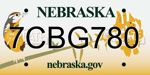 7CBG780 Nebraska License Plate