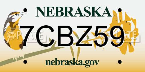 7CBZ59 Nebraska License Plate