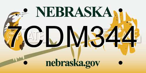 7CDM344 Nebraska License Plate