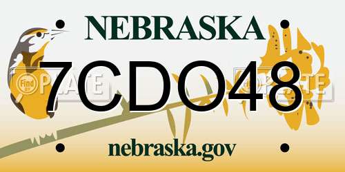 7CDO48 Nebraska License Plate
