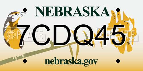 7CDQ45 Nebraska License Plate