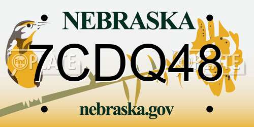 7CDQ48 Nebraska License Plate