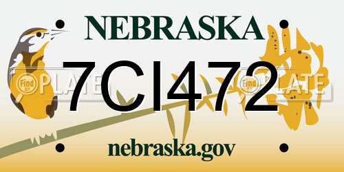 7CI472 Nebraska License Plate