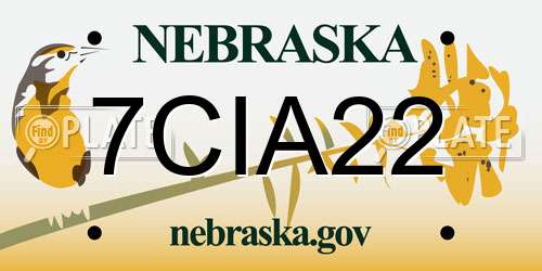 7CIA22 Nebraska License Plate