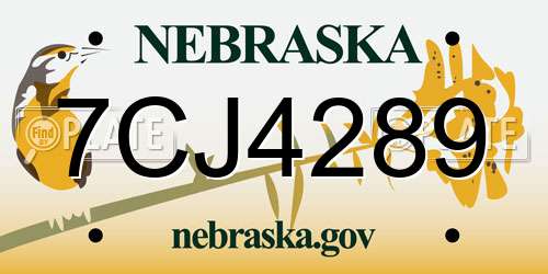 7CJ4289 Nebraska License Plate