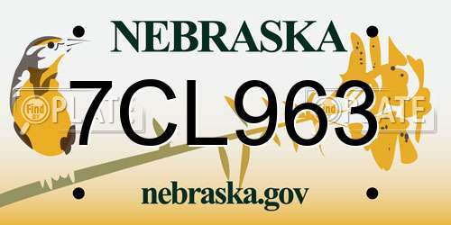 7CL963 Nebraska License Plate