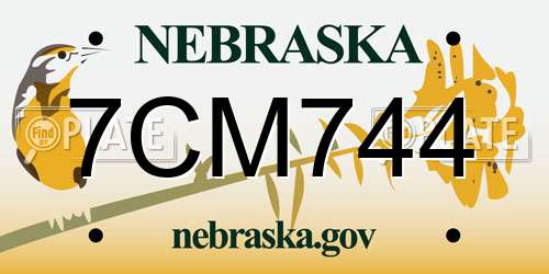 7CM744 Nebraska License Plate