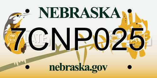 7CNP025 Nebraska License Plate