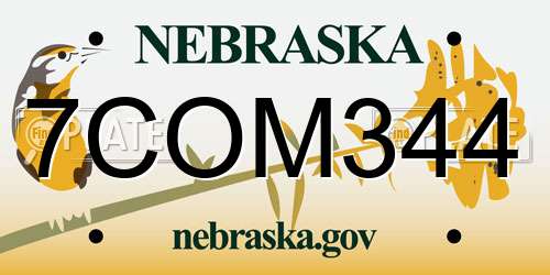 7COM344 Nebraska License Plate