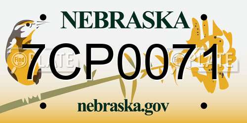 7CP0071 Nebraska License Plate