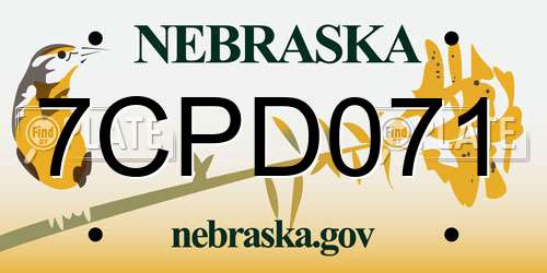7CPD071 Nebraska License Plate