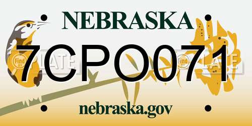 7CPO071 Nebraska License Plate