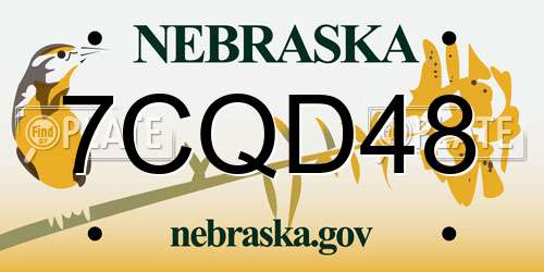 7CQD48 Nebraska License Plate