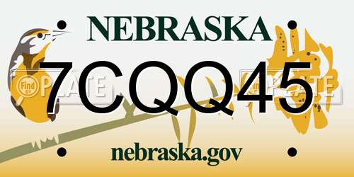7CQQ45 Nebraska License Plate