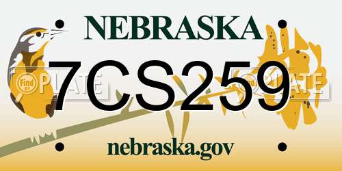 7CS259 Nebraska License Plate