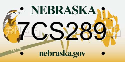 7CS289 Nebraska License Plate