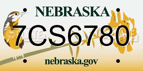 7CS6780 Nebraska License Plate