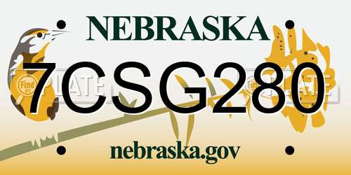 7CSG280 Nebraska License Plate