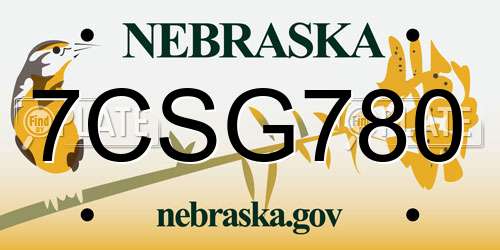7CSG780 Nebraska License Plate
