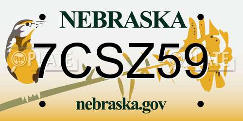7CSZ59 Nebraska License Plate