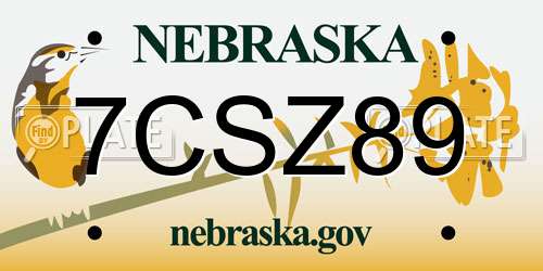 7CSZ89 Nebraska License Plate