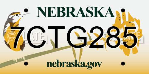 7CTG285 Nebraska License Plate