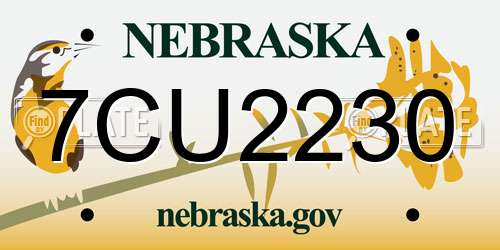 7CU2230 Nebraska License Plate