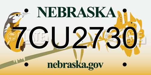 7CU2730 Nebraska License Plate