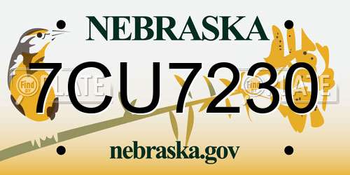 7CU7230 Nebraska License Plate