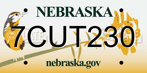 7CUT230 Nebraska License Plate