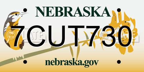 7CUT730 Nebraska License Plate