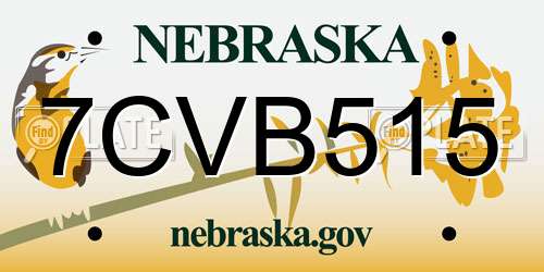 7CVB515 Nebraska License Plate