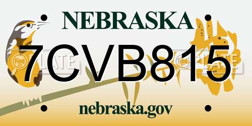 7CVB815 Nebraska License Plate