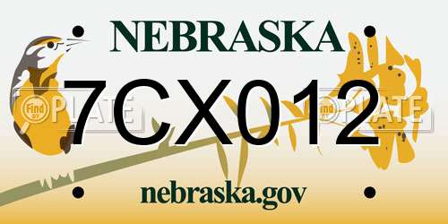 7CX012 Nebraska License Plate