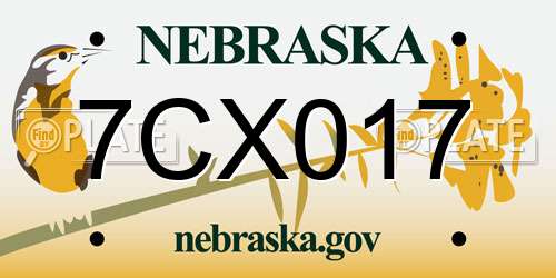 7CX017 Nebraska License Plate