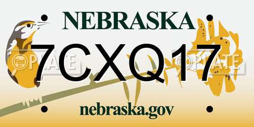 7CXQ17 Nebraska License Plate